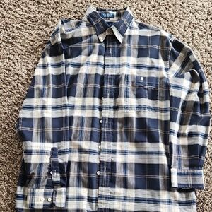 Towncraft Navy and White Plaid Button Down Shirt